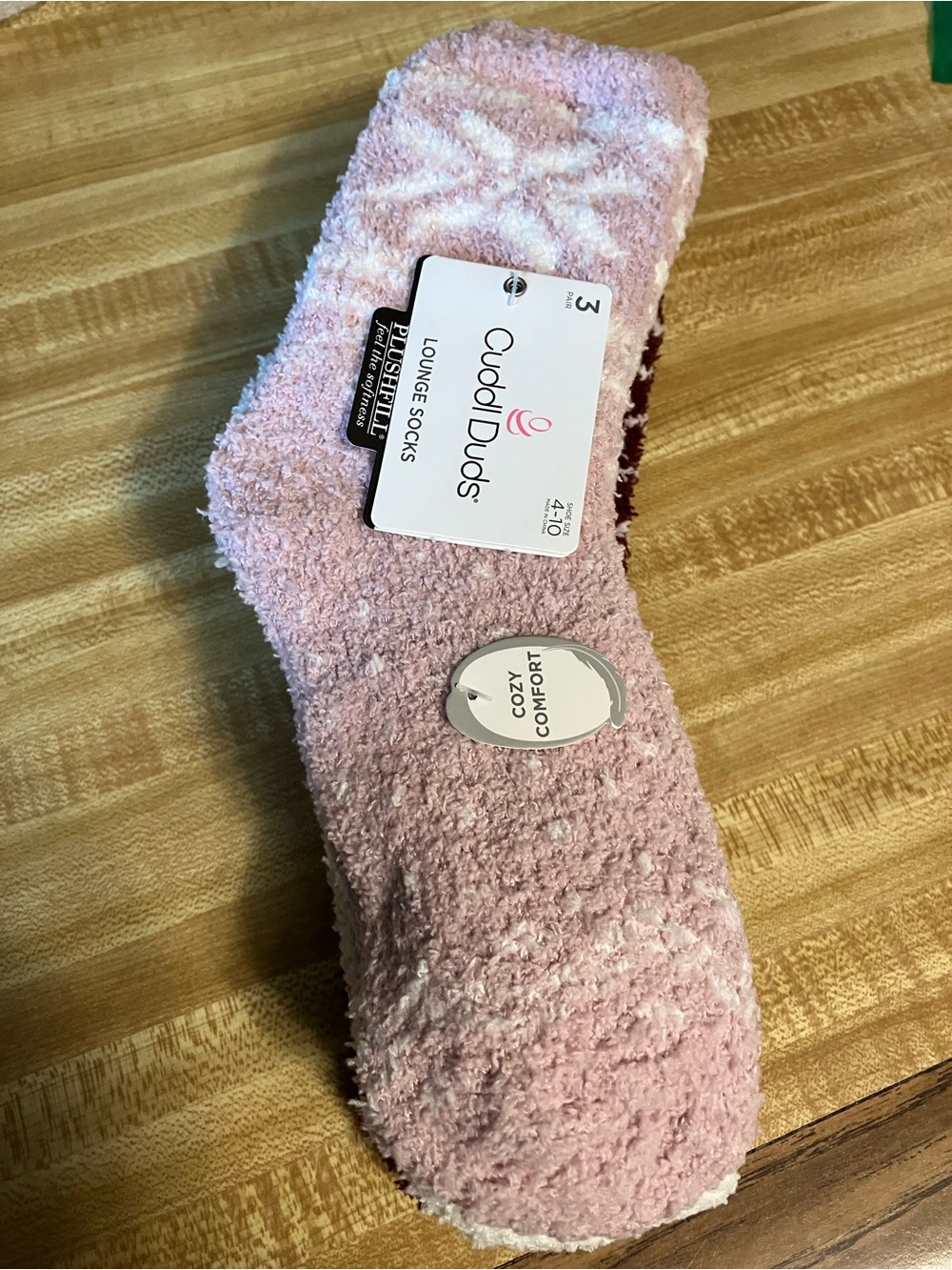 🌸Cuddl Duds Light Pink Plush Lounge Socks - 3 Pair Pack